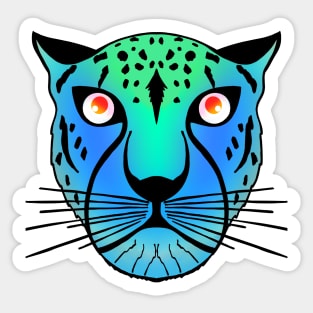 Neon Blue and Green Leopard Sticker